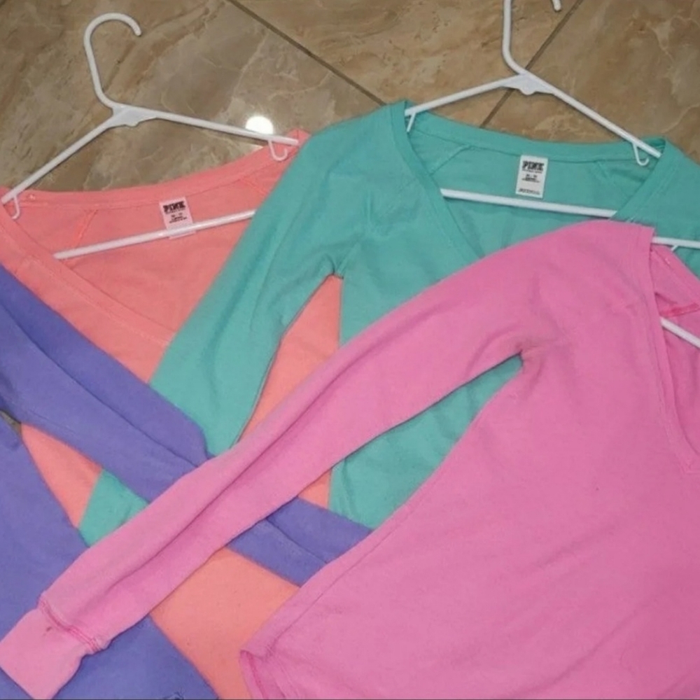 4 Victoria's secret pink lomg sleeve shirts